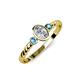 3 - Carolyn 0.47 ctw Natural GIA Certified Diamond Oval Shape (6x4 mm) With Side London Blue Topaz Three Stone Rope Ring  