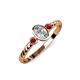 3 - Carolyn 0.48 ctw Natural GIA Certified Diamond Oval Shape (6x4 mm) With Side Ruby Three Stone Rope Ring  