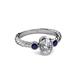 6 - Carolyn 0.48 ctw Natural GIA Certified Diamond Oval Shape (6x4 mm) With Side Blue Sapphire Three Stone Rope Ring  