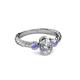 6 - Carolyn 0.47 ctw Natural GIA Certified Diamond Oval Shape (6x4 mm) With Side Tanzanite Three Stone Rope Ring  