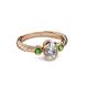 6 - Carolyn 0.49 ctw Natural GIA Certified Diamond Oval Shape (6x4 mm) With Side Green Garnet Three Stone Rope Ring  