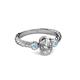 6 - Carolyn 0.46 ctw Natural GIA Certified Diamond Oval Shape (6x4 mm) With Side Aquamarine Three Stone Rope Ring  