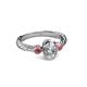 6 - Carolyn 0.46 ctw Natural GIA Certified Diamond Oval Shape (6x4 mm) With Side Pink Tourmaline Three Stone Rope Ring  