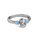 6 - Carolyn 0.47 ctw Natural GIA Certified Diamond Oval Shape (6x4 mm) With Side Blue Topaz Three Stone Rope Ring  