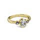 6 - Carolyn 0.45 ctw Natural GIA Certified Diamond Oval Shape (6x4 mm) With Side Iolite Three Stone Rope Ring  