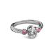 6 - Carolyn 0.49 ctw Natural GIA Certified Diamond Oval Shape (6x4 mm) With Side Rhodolite Garnet Three Stone Rope Ring  