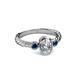 6 - Carolyn 0.48 ctw Natural GIA Certified Diamond Oval Shape (6x4 mm) With Side Blue Diamond Three Stone Rope Ring  