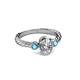 6 - Carolyn 0.47 ctw Natural GIA Certified Diamond Oval Shape (6x4 mm) With Side London Blue Topaz Three Stone Rope Ring  