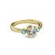 6 - Carolyn 0.47 ctw Natural GIA Certified Diamond Oval Shape (6x4 mm) With Side London Blue Topaz Three Stone Rope Ring  