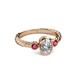 6 - Carolyn 0.48 ctw Natural GIA Certified Diamond Oval Shape (6x4 mm) With Side Ruby Three Stone Rope Ring  