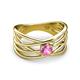 2 - Marini Bold Round Pink Sapphire Solitaire Criss Cross Promise Ring 