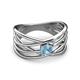 2 - Marini Bold Round Aquamarine Solitaire Criss Cross Promise Ring 