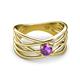 2 - Marini Bold Round Amethyst Solitaire Criss Cross Promise Ring 