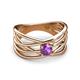 2 - Marini Bold Round Amethyst Solitaire Criss Cross Promise Ring 