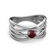 2 - Marini Bold Round Red Garnet Solitaire Criss Cross Promise Ring 