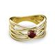 2 - Marini Bold Round Red Garnet Solitaire Criss Cross Promise Ring 