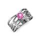 3 - Marini Bold Round Pink Sapphire Solitaire Criss Cross Promise Ring 