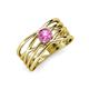 3 - Marini Bold Round Pink Sapphire Solitaire Criss Cross Promise Ring 