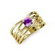 3 - Marini Bold Round Amethyst Solitaire Criss Cross Promise Ring 