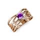 3 - Marini Bold Round Amethyst Solitaire Criss Cross Promise Ring 
