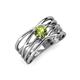 3 - Marini Bold Round Peridot Solitaire Criss Cross Promise Ring 