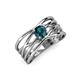3 - Marini Bold Round Blue Diamond Solitaire Criss Cross Promise Ring 