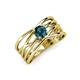 3 - Marini Bold Round Blue Diamond Solitaire Criss Cross Promise Ring 