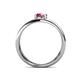 4 - Marini Bold Round Rhodolite Garnet Solitaire Criss Cross Promise Ring 