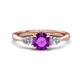 1 - Zelia 1.21 ctw Amethyst (6.00 mm) and Pear Shape Lab Grown Diamond Three Stone Engagement Ring 