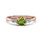 1 - Zelia 1.44 ctw Peridot (6.00 mm) and Pear Shape Lab Grown Diamond Three Stone Engagement Ring 