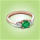 3 - Zelia 1.14 ctw Emerald (6.00 mm) and Pear Shape Lab Grown Diamond Three Stone Engagement Ring 