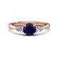 1 - Zelia 1.49 ctw Blue Sapphire (6.00 mm) and Pear Shape Lab Grown Diamond Three Stone Engagement Ring 