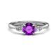 1 - Zelia 1.21 ctw Amethyst (6.00 mm) and Pear Shape Lab Grown Diamond Three Stone Engagement Ring 