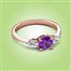 3 - Zelia 1.21 ctw Amethyst (6.00 mm) and Pear Shape Lab Grown Diamond Three Stone Engagement Ring 