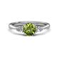 1 - Zelia 1.44 ctw Peridot (6.00 mm) and Pear Shape Lab Grown Diamond Three Stone Engagement Ring 