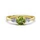 1 - Zelia 1.44 ctw Peridot (6.00 mm) and Pear Shape Lab Grown Diamond Three Stone Engagement Ring 
