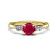 1 - Zelia 1.29 ctw Ruby (6.00 mm) and Pear Shape Lab Grown Diamond Three Stone Engagement Ring 