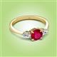 3 - Zelia 1.29 ctw Ruby (6.00 mm) and Pear Shape Lab Grown Diamond Three Stone Engagement Ring 