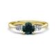 1 - Zelia 1.29 ctw London Blue Topaz (6.00 mm) and Pear Shape Lab Grown Diamond Three Stone Engagement Ring 