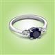3 - Zelia 1.49 ctw Blue Sapphire (6.00 mm) and Pear Shape Lab Grown Diamond Three Stone Engagement Ring 