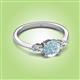 3 - Zelia 1.21 ctw Aquamarine (6.00 mm) and Pear Shape Lab Grown Diamond Three Stone Engagement Ring 