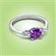 3 - Zelia 1.21 ctw Amethyst (6.00 mm) and Pear Shape Lab Grown Diamond Three Stone Engagement Ring 