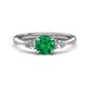 1 - Zelia 1.14 ctw Emerald (6.00 mm) and Pear Shape Lab Grown Diamond Three Stone Engagement Ring 