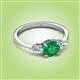 3 - Zelia 1.14 ctw Emerald (6.00 mm) and Pear Shape Lab Grown Diamond Three Stone Engagement Ring 
