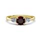 1 - Zelia 1.39 ctw Red Garnet (6.00 mm) and Pear Shape Lab Grown Diamond Three Stone Engagement Ring 
