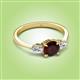 3 - Zelia 1.39 ctw Red Garnet (6.00 mm) and Pear Shape Lab Grown Diamond Three Stone Engagement Ring 
