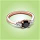 3 - Zelia 1.34 ctw Black Diamond (6.00 mm) and Pear Shape Lab Grown Diamond Three Stone Engagement Ring 