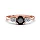 1 - Zelia 1.34 ctw Black Diamond (6.00 mm) and Pear Shape Lab Grown Diamond Three Stone Engagement Ring 