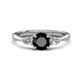 1 - Zelia 1.34 ctw Black Diamond (6.00 mm) and Pear Shape Lab Grown Diamond Three Stone Engagement Ring 