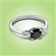 3 - Zelia 1.34 ctw Black Diamond (6.00 mm) and Pear Shape Lab Grown Diamond Three Stone Engagement Ring 